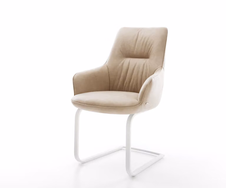 DELIFE Zelia-Flex Sledemodel Bank met Armleuning, Beige Microvelours, Pocketveer Kern