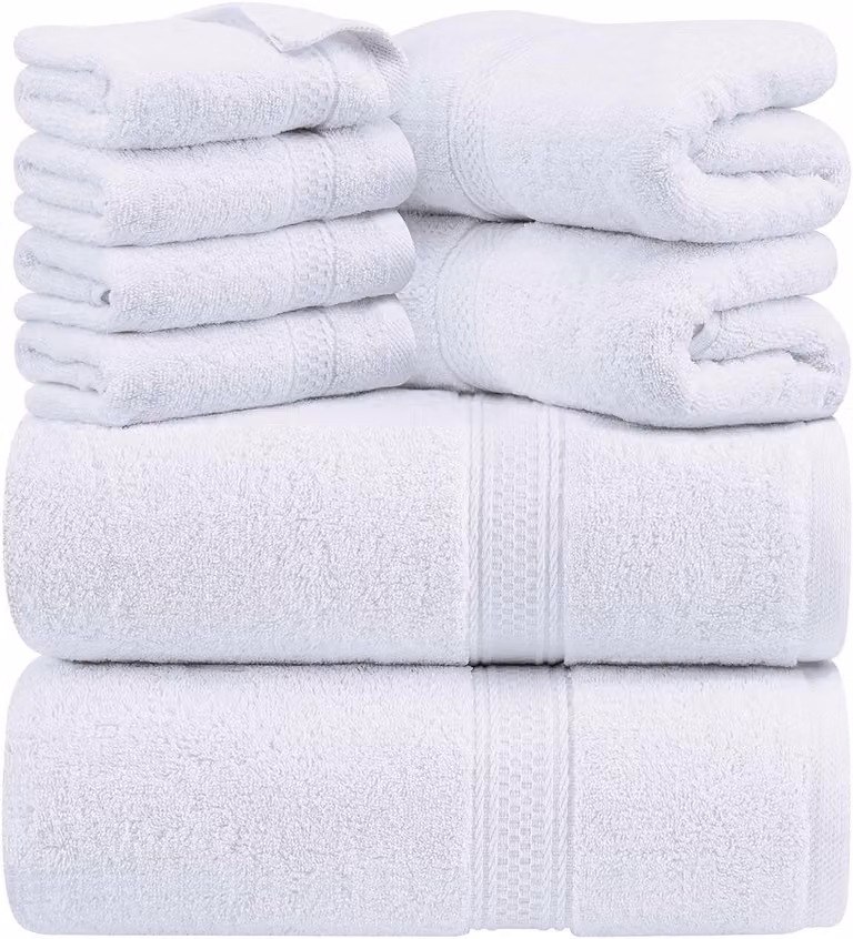 Unyqoos 8-delige Luxe Handdoekenset voor Badkamer en Spa