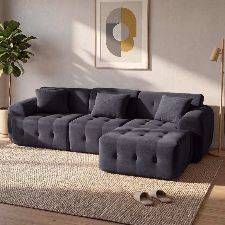 COMHOMA Modulaire Hoekbank met slaapfunctie, L-vormige bank voor de woonkamer, B/D/H: 245 x 60 x 40 cm