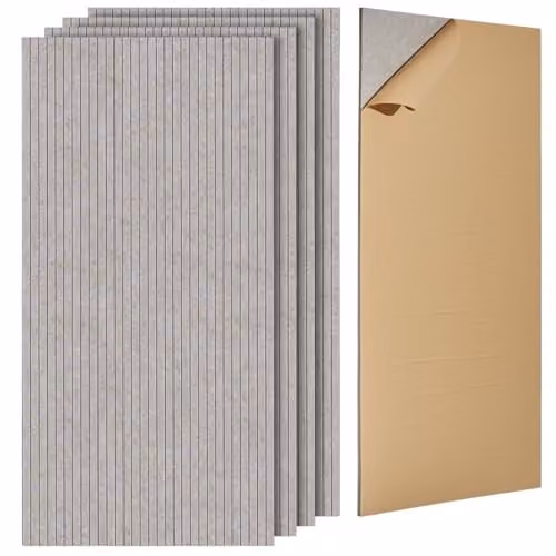VEVOR Akoestische panelen van polyestervezel met zelfklevende tape, 5-pack, beige en grijs, B: 120 cm, D: 60 cm, H: 1 cm