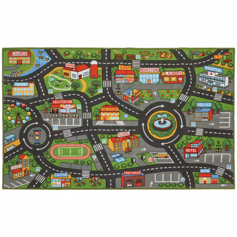 AIYAPLAY Kruipmat voor baby's met stadsmotief en antislip onderzijde, B/D/H: 160 x 100 x 0,5 cm