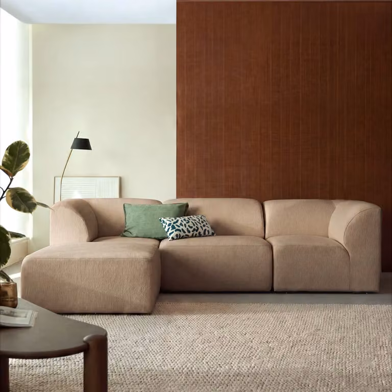 Tikamoon Moderne Modulaire L-vormige Stoffen Bank voor Volwassenen - Taupe