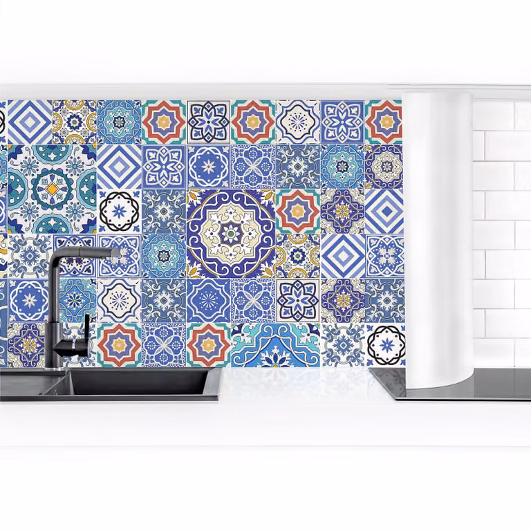 home24 Keukenachterwand Tegels Portugal Premium Blauw Kunststof 50 x 50 cm