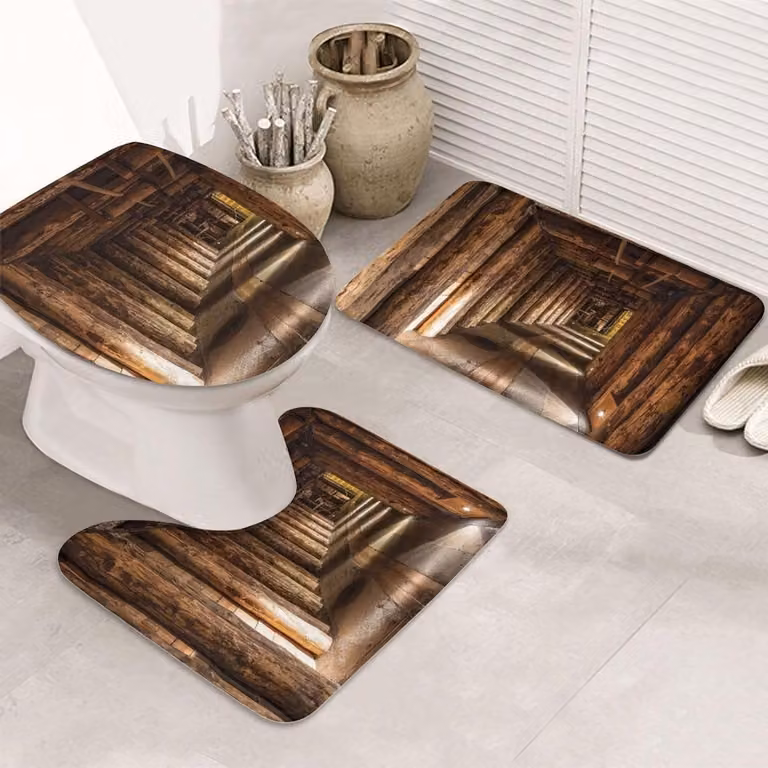 Badmat Set van 3 stuks in het zwart voor extra comfort en superieure wateropname