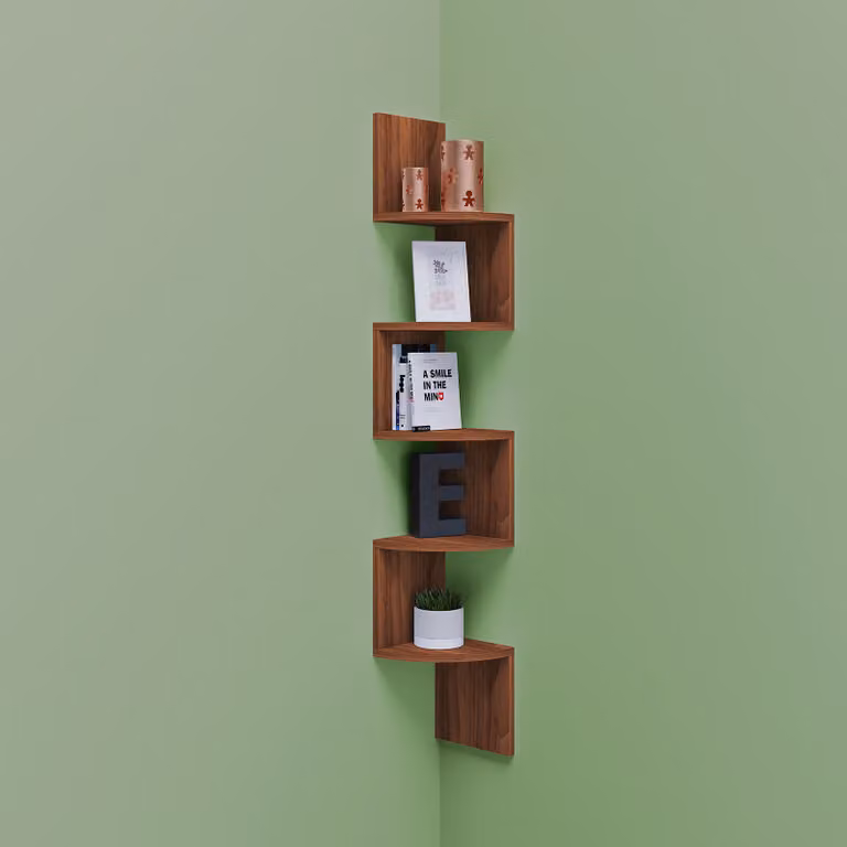 home24 Open hoekwandkast Arik notenhoutlook, B: 124 cm, D: 20 cm, H: 20 cm