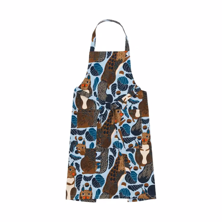 Marimekko Pieni Kurre schort voor kinderen Sky blue-multicolour