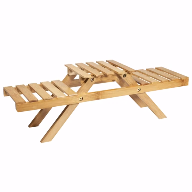 QUVIO Plantenrek van bamboe - Breedte: 53 cm, Diepte: 17 cm, Hoogte: 15 cm