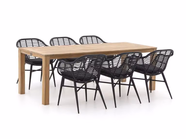 Intenso Furniture Diningset voor 6 personen, 7-delige tuinset van bruin teakhout