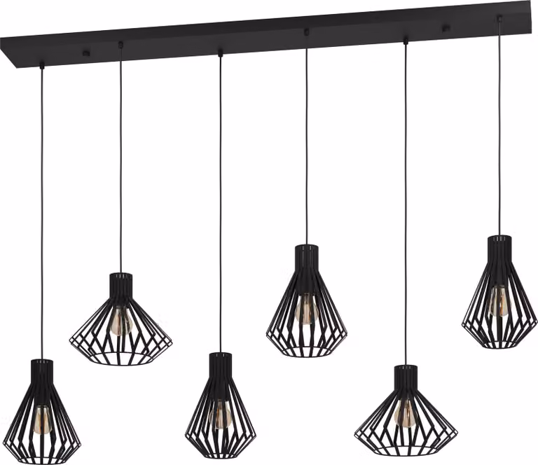 Eglo Basidano Draad hanglamp zwart 6x E27