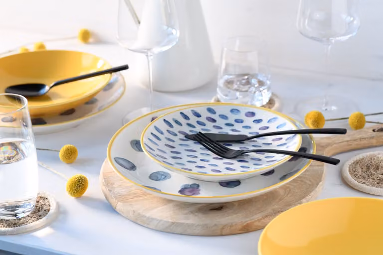 CreaTable Maisie Serviesset van 12 Delen voor 4 Personen, Steengoed Bordenset