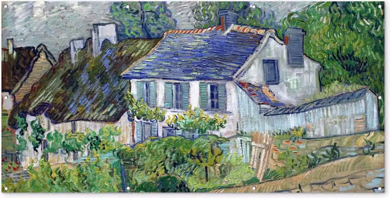 Tuindecoratie Vincent van Gogh Huis in Auvers - Tuinposter voor buiten - Breedte: 200 cm, Hoogte: 100 cm