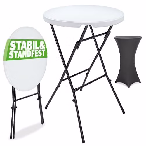 CASARIA Inklapbare Statafel met Hoes Antraciet Ø72 cm, Hoogte: 110 cm