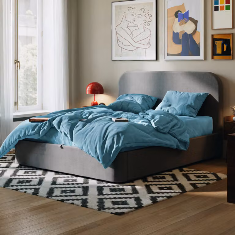 Hypnia Dekbedovertrek van blauw katoen met flanellen afwerking en Oeko-Tex standaard 100 certificering