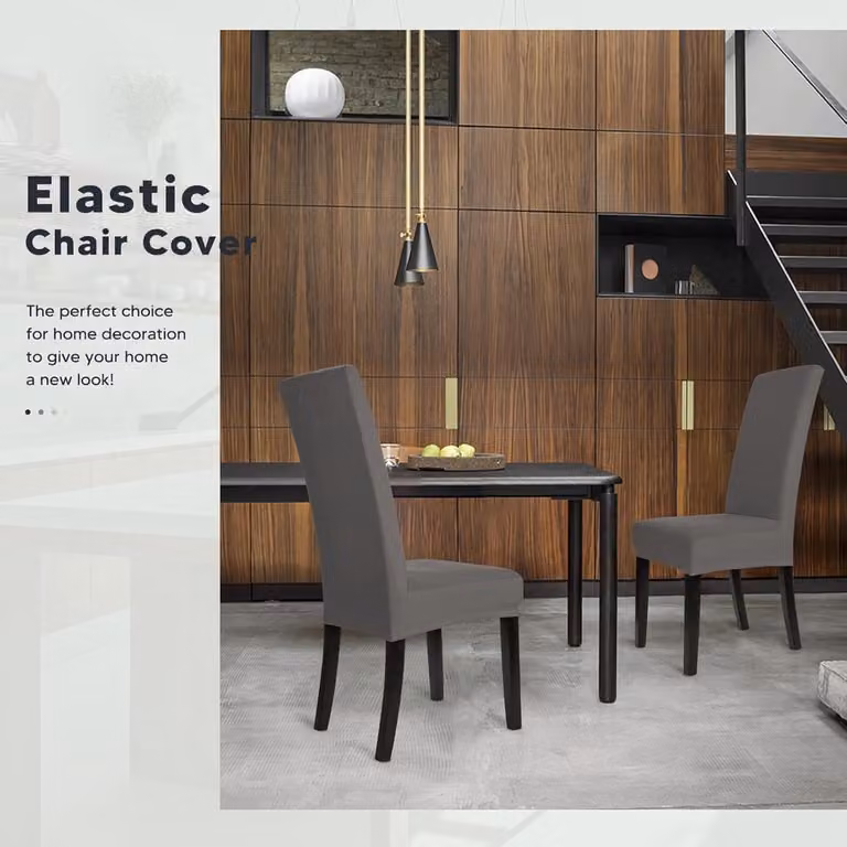 Set van 4 Rekbare Stoelhoezen voor Eetkamerstoelen - Lichtgrijs - Waterdichte en Wasbare Bescherming
