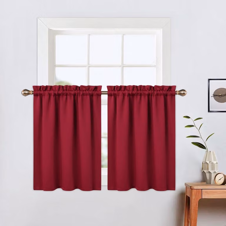 Set van 2 verduisteringsgordijnen voor badkamer en keuken, 61 cm breed