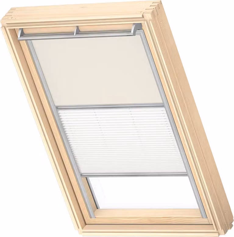 Velux Origineel Verduisterend Rolgordijn Plus Plissé DFD, Licht Beige, voor Zilveren Kozijn, SK08