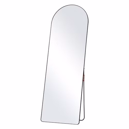 VEVOR Gebogen Spiegel op Volledige Lengte met Standaard, Vrijstaand of Wandgemonteerd, Aluminiumlegering Frame, H 165,0 cm x B 55,8 cm