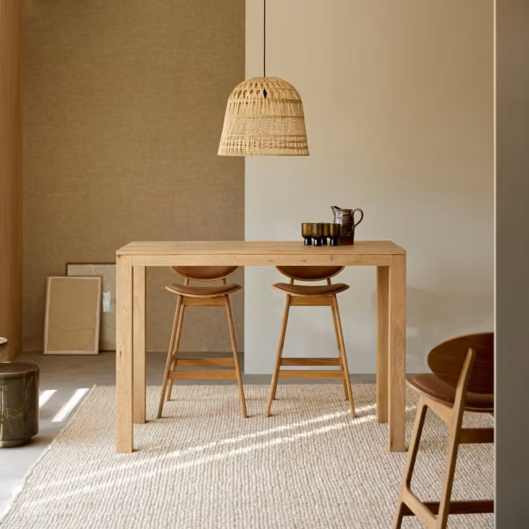 Tikamoon Eden massief eiken houten bartafel voor 6 personen - Bruin - B: 180 cm, D: 105 cm, H: 75 cm