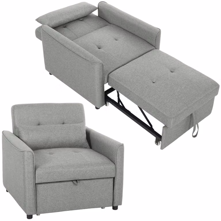 HOMCOM 3-in-1 slaapfauteuil met bedfunctie in linnenlook