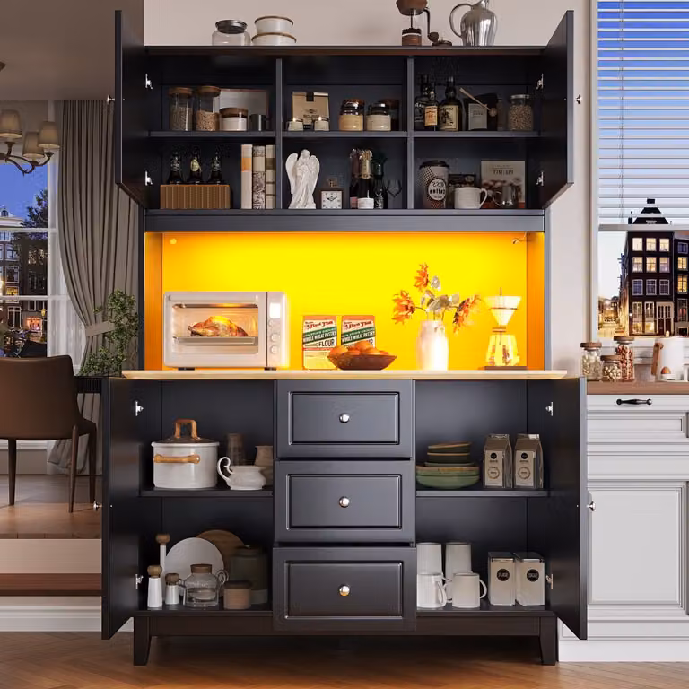 Merax Hoge kast met LED-verlichting en app-bediening, B/D/H: 120 x 40 x 180 cm