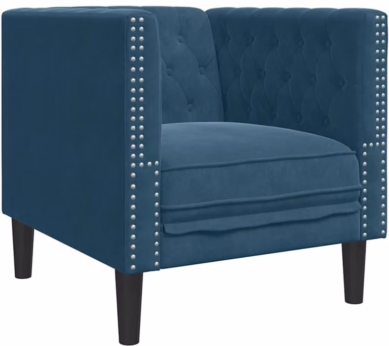 vidaXL Chesterfield-stijl fauteuil in blauw fluweel