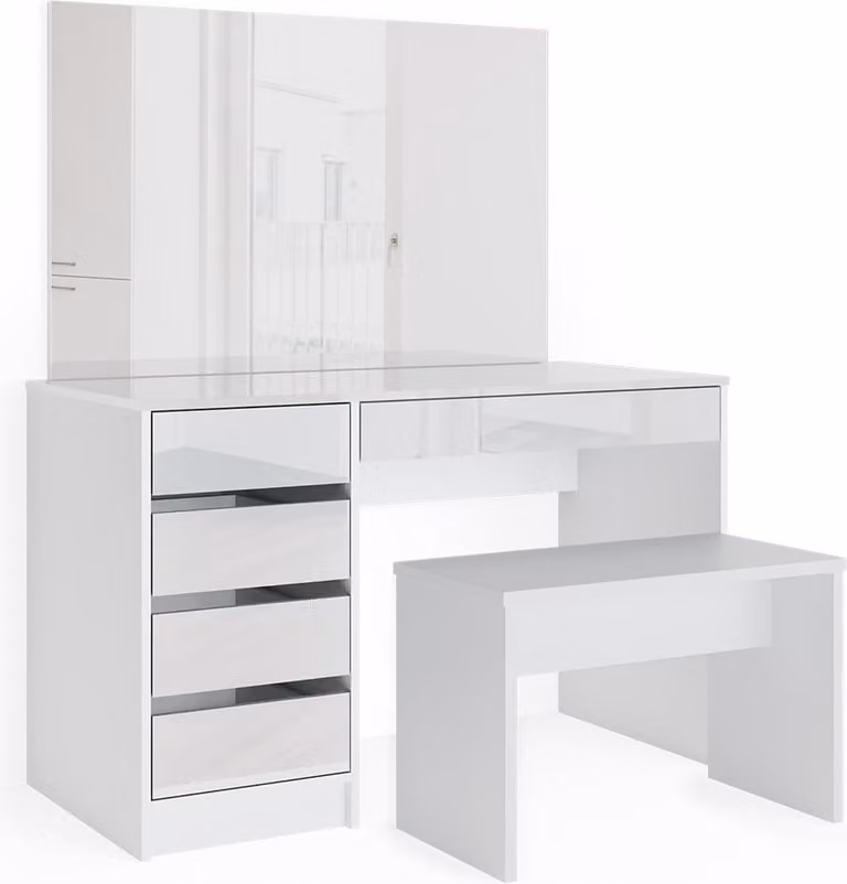 Vicco Kaptafel Sherry Wit met spiegel en bank, Breedte: 120 cm