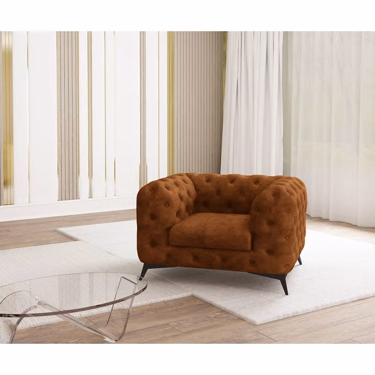 home24 Priya Fauteuil Bruin Microvezel B/D/H: 125 x 73 x 100 cm