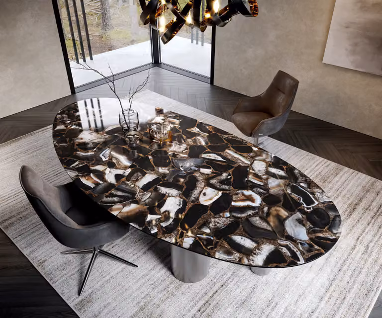 DELIFE Eetkamertafel Edge ovaal Keramiek Agatablack Iris FMG B/D/H: 280 x 130 x 75 cm