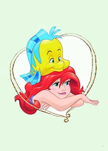 Komar Disney Muurafbeelding Ariel & Fabius Kunstdruk voor Kinderkamer, Breedte: 50 cm, Hoogte: 70 cm