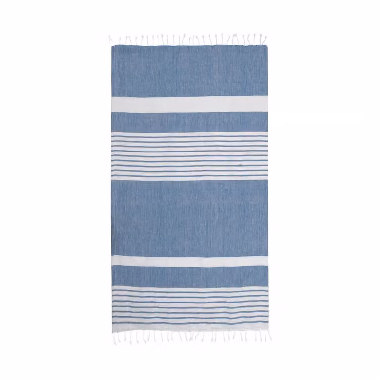Sagaform Ella hamam gestreepte badhanddoek Blauw 145 x 250 cm