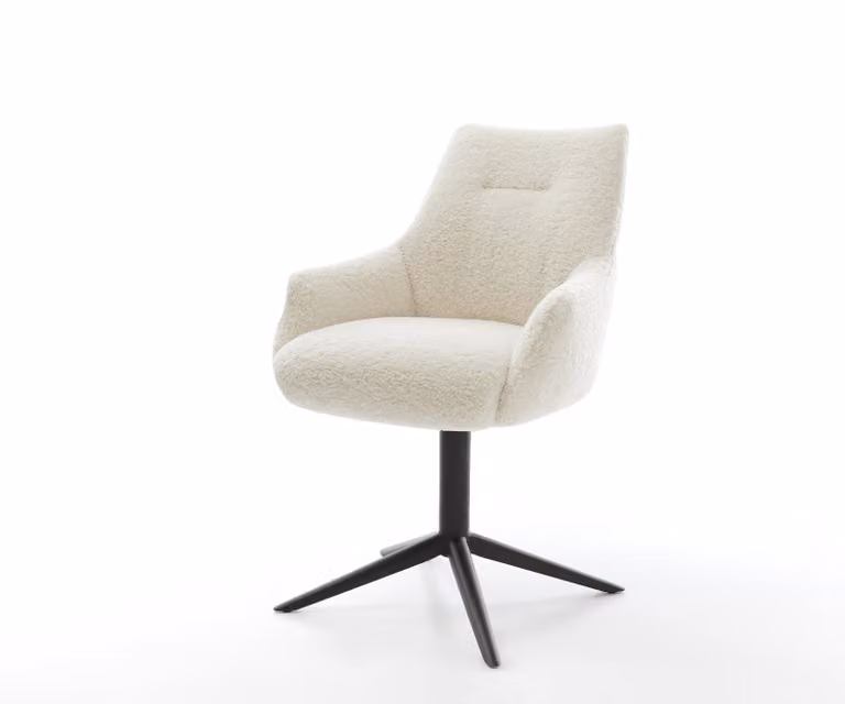 DELIFE Alja-Flex draaistoel met armleuning beige boucle met zwart kruispoot