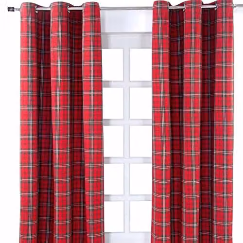 Homescapes Edward Tartan Gordijnen Set van 2, 100% Katoen, Zwart, B/D/H: 228 x 137 cm