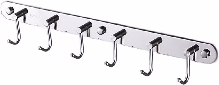 Zilverkleurige wandkapstok voor het ophangen van jassen - Breedte: 38,8 cm