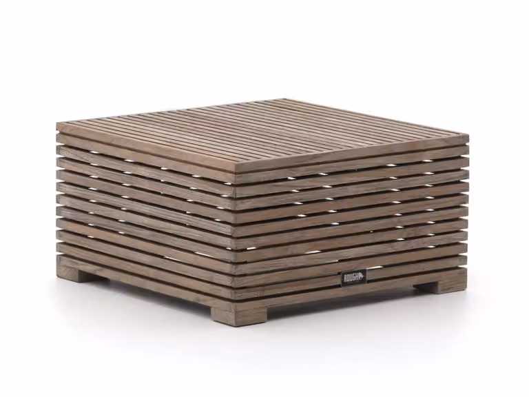 ROUGH Furniture Bijzettafel tuin ROUGH van teakhout, vierkant, bruin/grijs, B/D/H: 60 x 60 x 32 cm