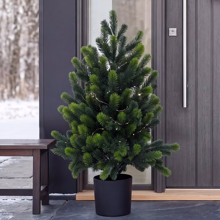 Mendler Kerstboom HWC-R29 Kunstmatige Dennenboom voor Buiten, 60 cm