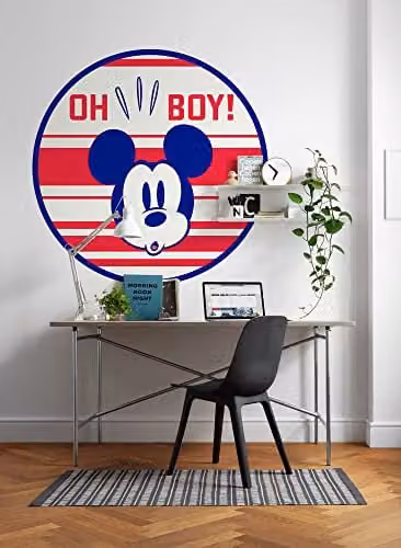 Komar Disney Mickey Oh Boy zelfklevend fotobehang voor de kinderkamer, multicolor, B: 125 cm x H: 125 cm