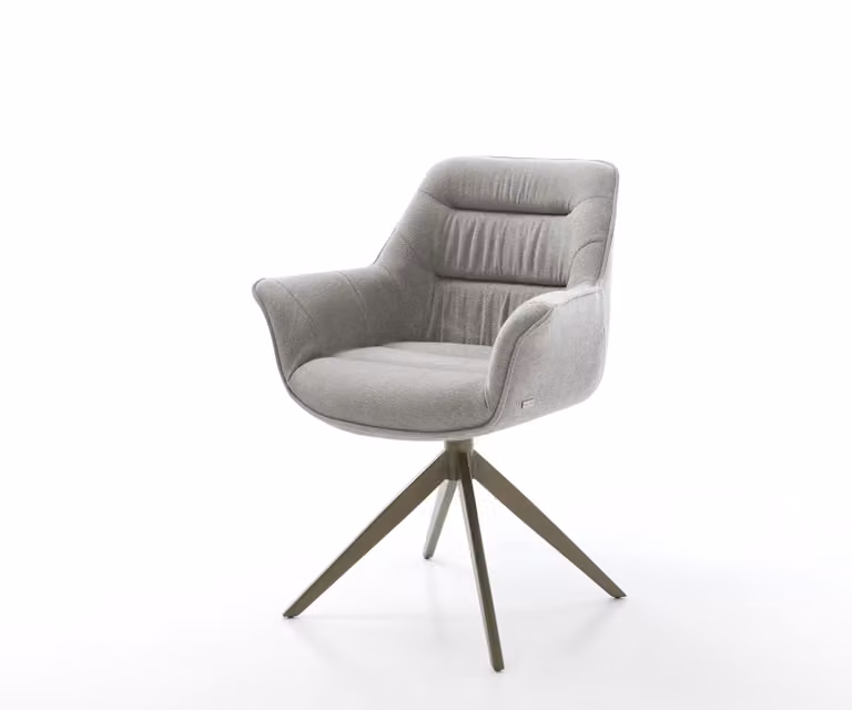 DELIFE Kaira-Flex Draaistoel met Armleuningen, Grijs Textiel, 360° Draaibaar