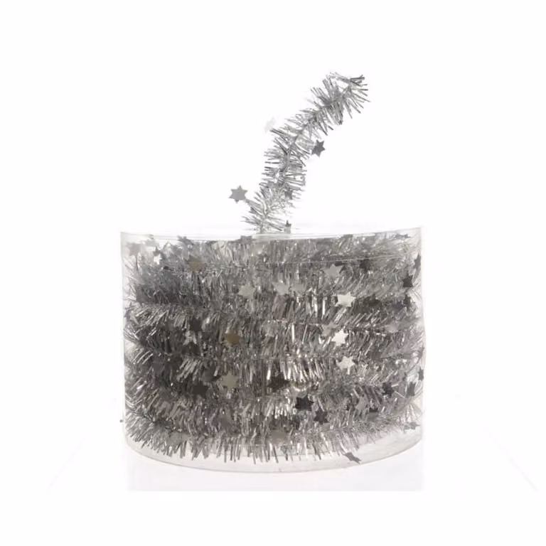 Decoris Zilveren Kerstguirlande met Ster en Glans 4-lagig