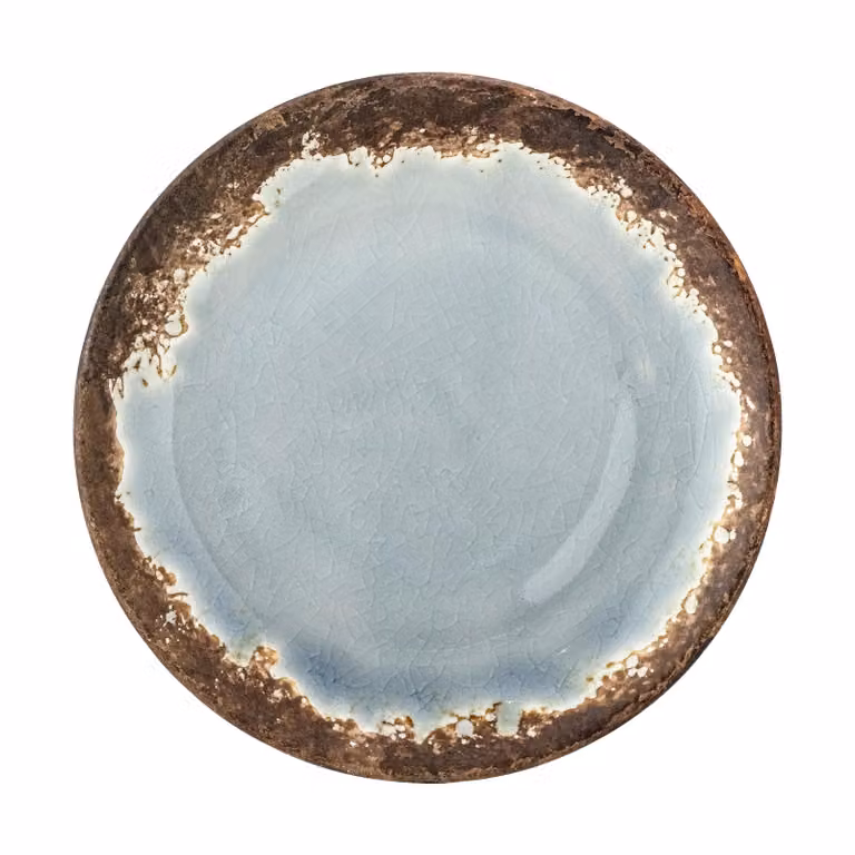 Bloomingville Paula set van 6 keramische bijgerechtbordjes bruin en blauw Ø20 cm