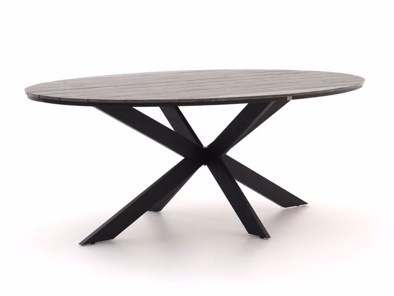 Bellagio Ovaal Tuineettafel van Polywood in Grijs en Zwart B: 220 cm, D: 115 cm