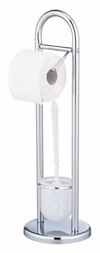 Wenko Siena Staande WC-set met borstel en reserverolhouder, Zilver/Chroom