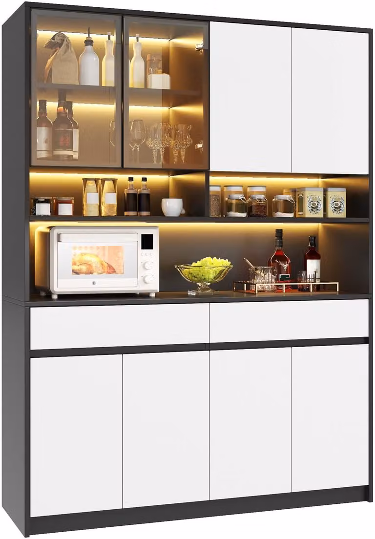 Modern Sideboard met LED Verlichting voor de Woonkamer - Breedte: 160 cm, Hoogte: 38 cm, Diepte: 120 cm