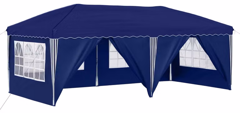vidaXL Opklapbare feesttent, blauw, B/D/H: 575 x 288 x 245 cm