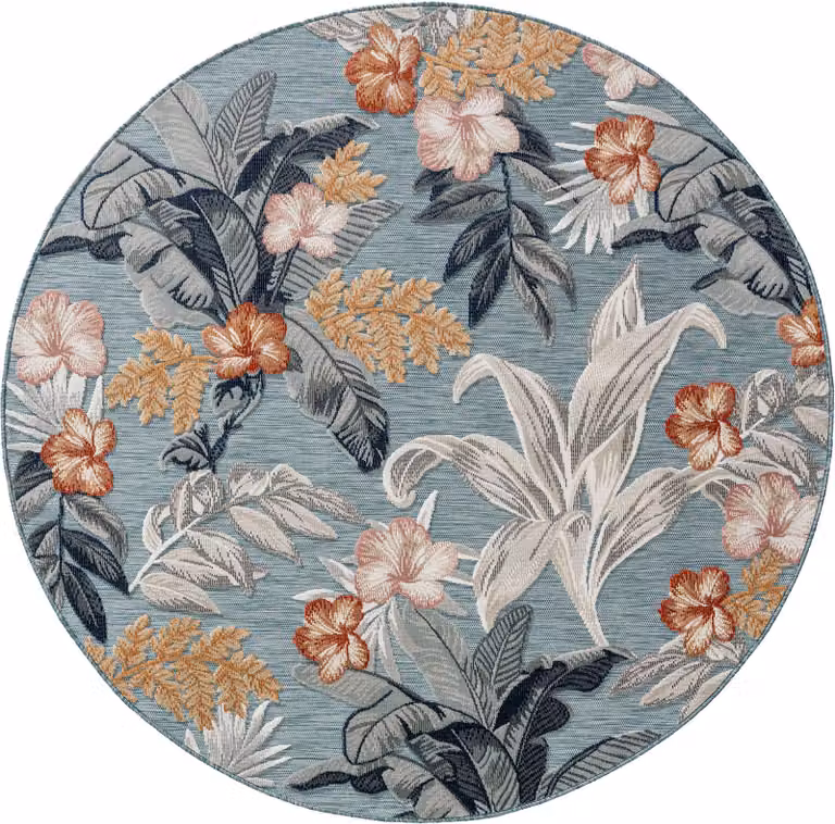 Interiyou Florenz Binnen- en buitentapijt, meerkleurig, rond, diameter 200 cm