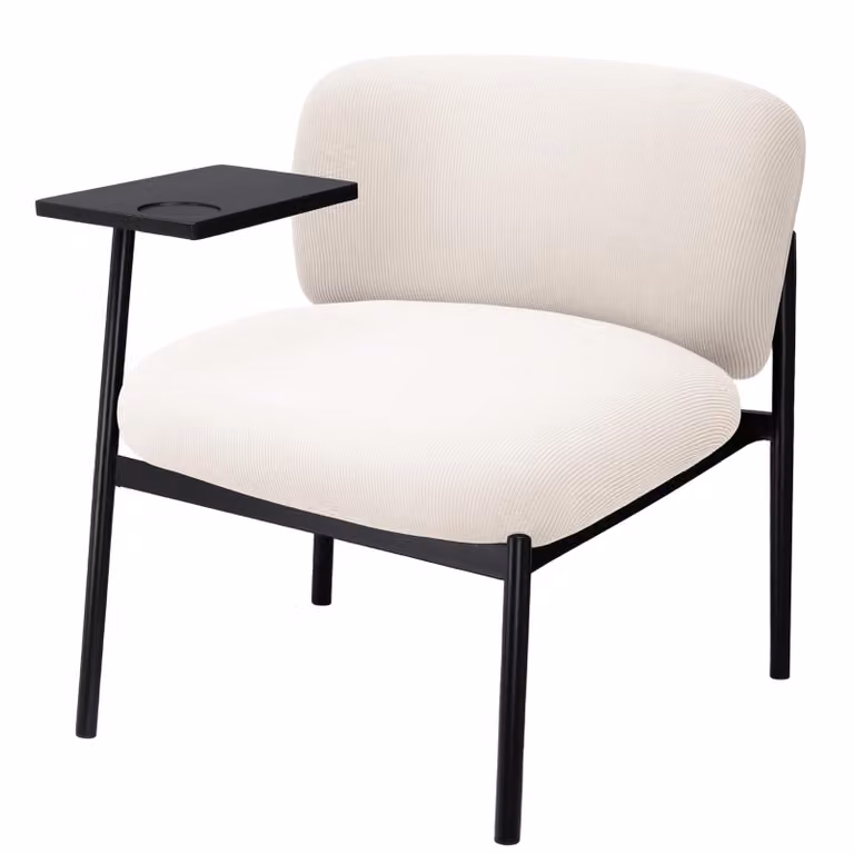 COMHOMA loungestoel moderne oorfauteuil met metalen poten, beige