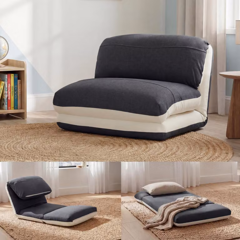 Mendler Slaapfauteuil HWC-E68 Relaxfauteuil in crème/zwart textiel
