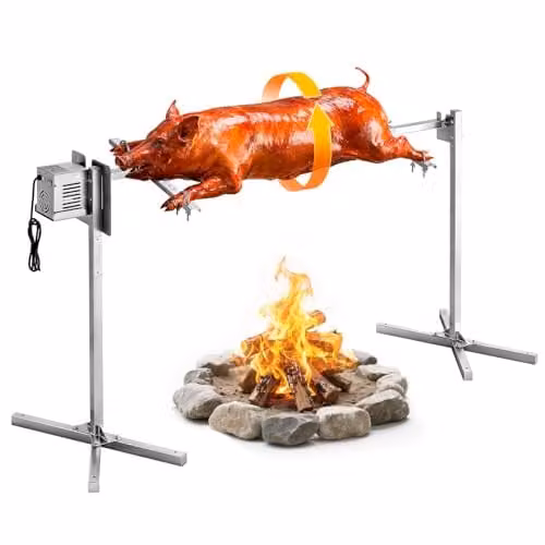 VEVOR Elektrische Rotisseriegrill met 8 hoogtes, RVS, Zilver, 142,24 cm