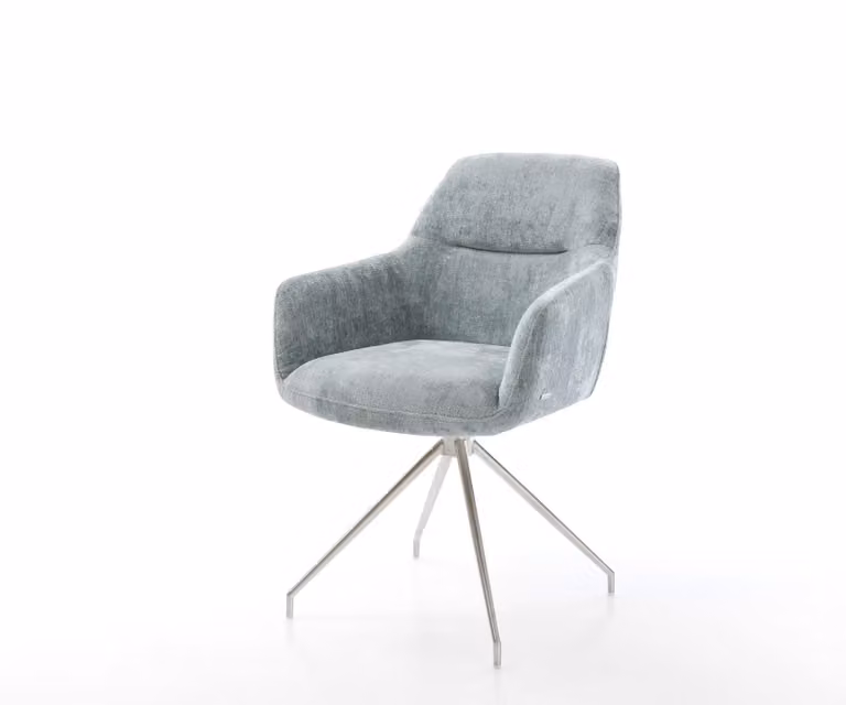 DELIFE Pejo-Flex Draaistoel met Chenille Bekleding in Blauw en Zilverkleurig Kruisframe