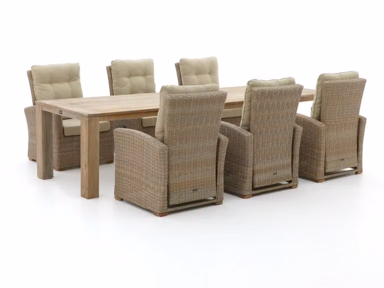 Intenso Furniture Diningset voor 6 personen, 7-delige tuinset van teakhout in beige en bruin