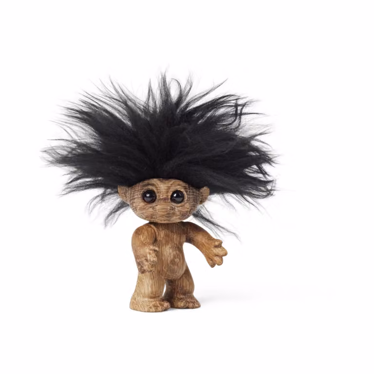 Spring Copenhagen Good Luck Troll decoratief figuurtje van eikenhout, 9 cm